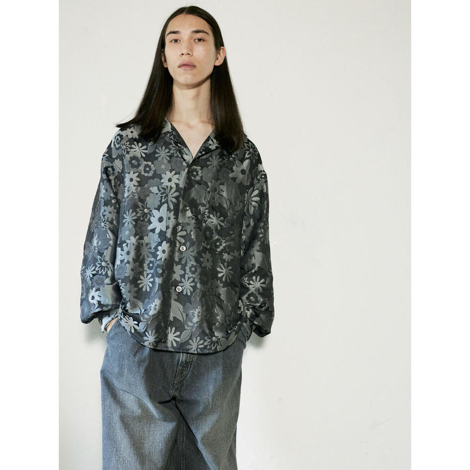superNova Big shirt jacket 弐 - Flower jacquard / Gray
